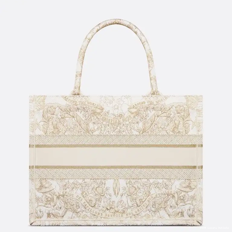 Cheap World Book Gold White The Butterfly Around Tote Dior Motif Canvas 0522 Luxury